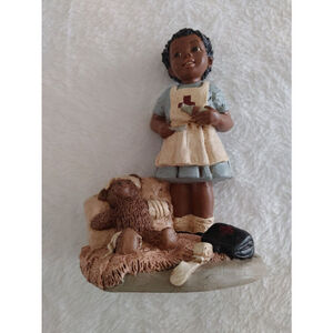 All God's Children - Merci Collectibles Figurines Nurse Blue Dress Teddy Bear